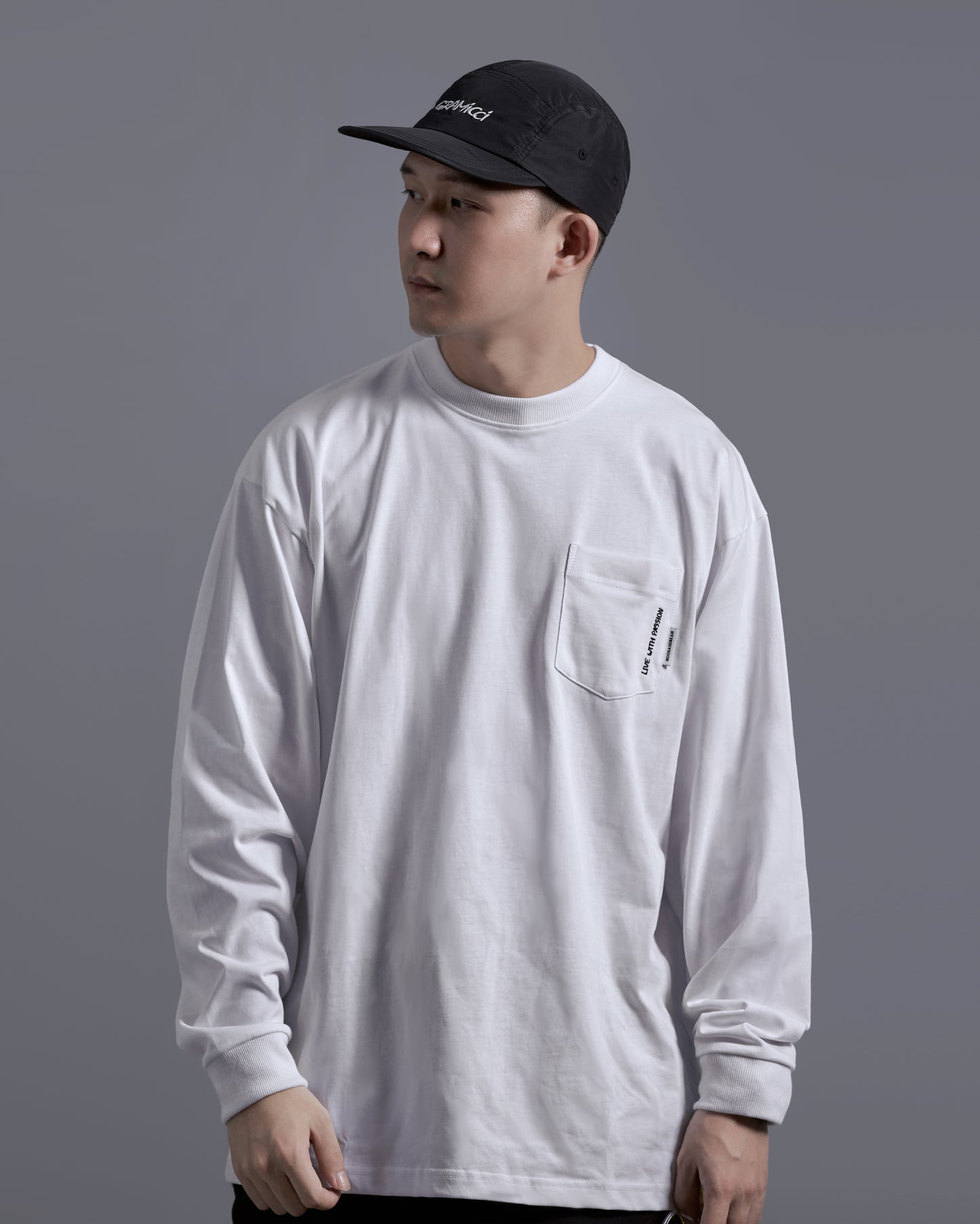 LWP EMBROIDERY POCKET L/S TEE (WHITE)